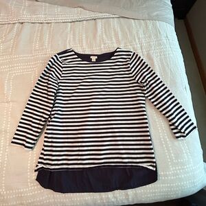 J. Crew Navy and White Striped Top - Sz M - GUC